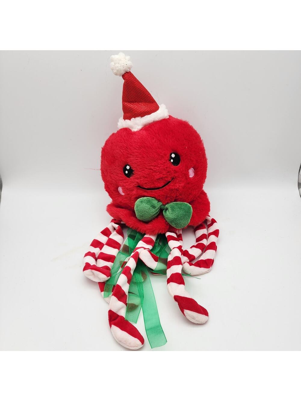 Walmart Christmas Red Jellyfish Plush Stuffed Toy 11" Santa Hat Stripe Tentacles